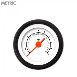 Tachometer Gauge - Muscle White, Org Vintage Needles, Black Trim Rings - Part Number: GAR1108ZMXIACAH