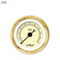Tach Ga. w/ emblem American Classic Tan, Black Classic Needles, Gold Trim Rings - Part Number: GAR110ZEAIAABC