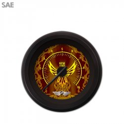 Tachometer Gauge w/ emblem Phoenix Series, Black Modern Needles, Black Rings - Part Number: GAR1110ZEAIACCC