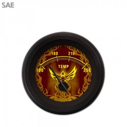 Water Temp Gauge - SAE Phoenix Series, Black Modern Needles, Black Trim Rings - Part Number: GAR1110ZEXLACCC