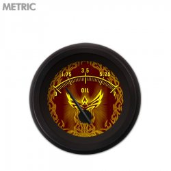 Oil Pressure Gauge Metric Phoenix Series, Black Modern Needles, Black Rings - Part Number: GAR1110ZMXJACCC