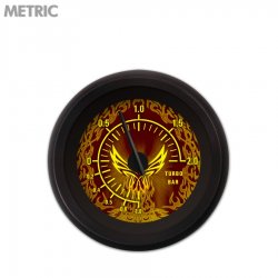 Turbo Gauge - Metric Phoenix Series, Black Modern Needles, Black Trim Rings - Part Number: GAR1110ZMXMACCC