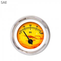 Oil Pressure Gauge - SAE Puma 5 Series, Black Modern Needles, Chrome Trim Rings - Part Number: GAR1111ZEXJABCC