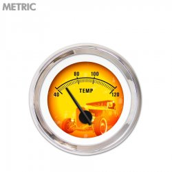 Water Temp Gauge Metric Puma 5 Series, Black Modern Needles, Chrome Trim Rings - Part Number: GAR1111ZMXLABCC