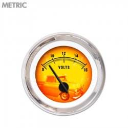 Volt Gauge - Metric Puma 5 Series, Black Modern Needles, Chrome Trim Rings - Part Number: GAR1111ZMXNABCC