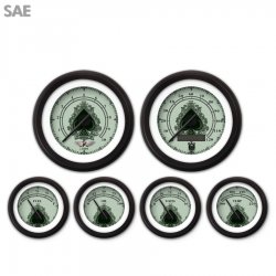 6 Gauge Set w/ emblem SAE Spade Series, Black Modern Needles, Black Trim Rings - Part Number: GAR1112ZEARACCC