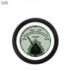 Water Temp Gauge - SAE Spade Series, Black Modern Needles, Black Trim Rings - Part Number: GAR1112ZEXLACCC