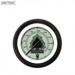 Speedo Gauge - Metric Spade Series, Black Modern Needles, Black Trim Rings - Part Number: GAR1112ZMXHACCC