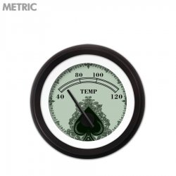 Water Temp Gauge - Metric Spade Series, Black Modern Needles, Black Trim Rings - Part Number: GAR1112ZMXLACCC