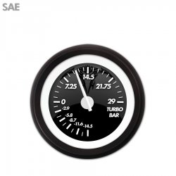 Turbo Gauge - SAE Ghost Tribal Series, White Modern Needles, Black Trim Rings - Part Number: GAR1114ZEXMACCD