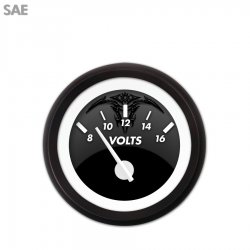 Volt Gauge - SAE Ghost Tribal Series, White Modern Needles, Black Trim Rings - Part Number: GAR1114ZEXNACCD