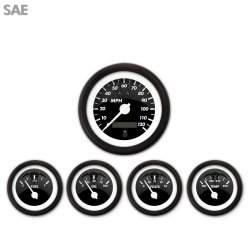 5 Gauge Set - SAE Ghost Tribal Series, White Modern Needles, Black Trim Rings - Part Number: GAR1114ZEXQACCD