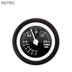 Turbo Gauge - Metric Ghost Tribal Series, Wht Modern Needles, Black Trim Rings - Part Number: GAR1114ZMXMACCD