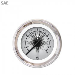 Tachometer Gauge - Skull Series, Black Modern Needles, Chrome Trim Rings - Part Number: GAR1115ZEXIABCC