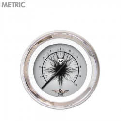Tach Gauge w/ emblem - Skull Series, Black Modern Needles, Chrome Trim Rings - Part Number: GAR1115ZMAIABCC