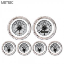 6 Ga. Set w/ emblem - Metric Skull Series, Black Mod Needles, Chrome Trim Rings - Part Number: GAR1115ZMARABCC