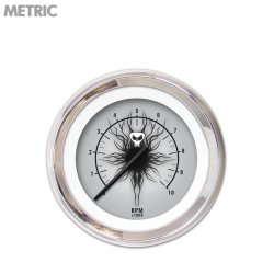 Tachometer Gauge - Skull Series, Black Modern Needles, Chrome Trim Rings - Part Number: GAR1115ZMXIABCC