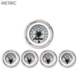 5 Gauge Set - Metric Skull Series, Black Modern Needles, Chrome Trim Rings - Part Number: GAR1115ZMXQABCC