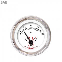 Oil Pressure Ga. SAE Pinstripe II White, Black Modern Needles, Chrome Rings - Part Number: GAR1116ZEXJABCC