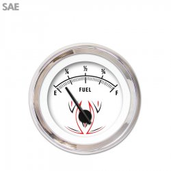 Fuel level Gauge - Pinstripe II White, Black Modern Needles, Chrome Trim Rings - Part Number: GAR1116ZEXKABCC