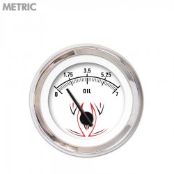 Oil Pressure Ga. Metric Pinstripe II White, Black Mod Needles, Chrome Rings - Part Number: GAR1116ZMXJABCC