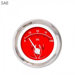 Oil Pressure Gauge - SAE Pinstripe II Rd, Wht Modern Needles, Chrome Trim Rings - Part Number: GAR1117ZEXJABCD