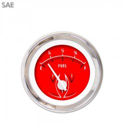 Fuel level Gauge - Pinstripe II Red, White Modern Needles, Chrome Trim Rings - Part Number: GAR1117ZEXKABCD