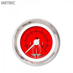 Tach Gauge w/ emblem - Pinstripe II Rd, White Modern Needles, Chrome Trim Rings - Part Number: GAR1117ZMAIABCD