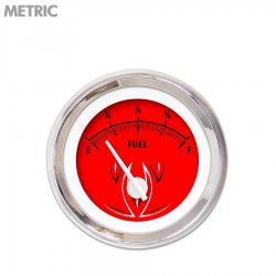 Fuel level Gauge - Pinstripe II Red, White Modern Needles, Chrome Trim Rings - Part Number: GAR1117ZMXKABCD