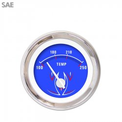 Water Temp Gauge - SAE Pinstripe II Bl, White Modern Needles, Chrome Trim Rings - Part Number: GAR1118ZEXLABCD