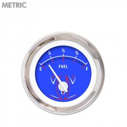Fuel level Gauge - Pinstripe II Bl, White Modern Needles, Chrome Trim Rings - Part Number: GAR1118ZMXKABCD