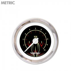 Tach Gauge w/ emblem Pinstripe II Black, White Modern Needles, Chrome Rings - Part Number: GAR1119ZMAIABCD