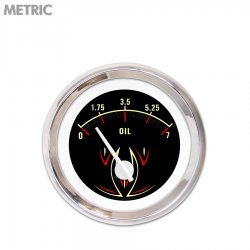 Oil Pressure Ga. Metric Pinstripe II Black, White Mod Needles, Chrome Rings - Part Number: GAR1119ZMXJABCD