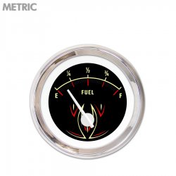 Fuel level Gauge - Pinstripe II Black, White Modern Needles, Chrome Trim Rings - Part Number: GAR1119ZMXKABCD