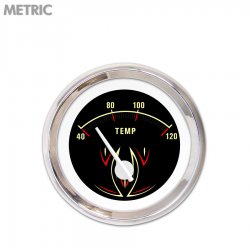 Water Temp Ga. Metric Pinstripe II Black, White Modern Needles, Chrome Rings - Part Number: GAR1119ZMXLABCD