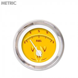 Fuel level Gauge - Pinstripe II Yellow, White Modern Needles, Chrome Trim Rings - Part Number: GAR1120ZMXKABCD