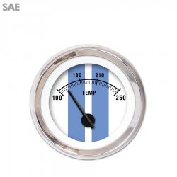 Water Temp Gauge - SAE Cobra White, Black Modern Needles, Chrome Trim Rings - Part Number: GAR1121ZEXLABCC