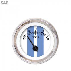 Volt Gauge - SAE Cobra White, Black Modern Needles, Chrome Trim Rings - Part Number: GAR1121ZEXNABCC
