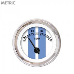 Water Temp Gauge - Metric Cobra White, Black Modern Needles, Chrome Trim Rings - Part Number: GAR1121ZMXLABCC