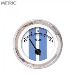 Volt Gauge - Metric Cobra White, Black Modern Needles, Chrome Trim Rings - Part Number: GAR1121ZMXNABCC