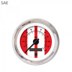 Speedo Gauge - SAE Cobra Red, Black Modern Needles, Chrome Trim Rings - Part Number: GAR1122ZEXHABCC