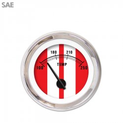 Water Temp Gauge - SAE Cobra Red, Black Modern Needles, Chrome Trim Rings - Part Number: GAR1122ZEXLABCC