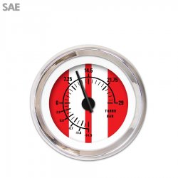 Turbo Gauge - SAE Cobra Red, Black Modern Needles, Chrome Trim Rings - Part Number: GAR1122ZEXMABCC