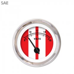 Volt Gauge - SAE Cobra Red, Black Modern Needles, Chrome Trim Rings - Part Number: GAR1122ZEXNABCC