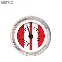 Turbo Gauge - Metric Cobra Red, Black Modern Needles, Chrome Trim Rings - Part Number: GAR1122ZMXMABCC