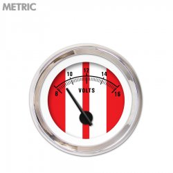 Volt Gauge - Metric Cobra Red, Black Modern Needles, Chrome Trim Rings - Part Number: GAR1122ZMXNABCC