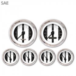6 Gauge Set w/ emblem SAE Cobra Black, Black Modern Needles, Chrome Trim Rings - Part Number: GAR1123ZEARABCC