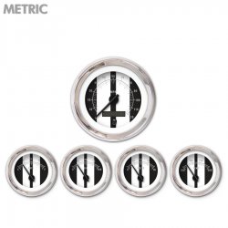 5 Gauge Set - Metric Cobra Black, Black Modern Needles, Chrome Trim Rings - Part Number: GAR1123ZMXQABCC