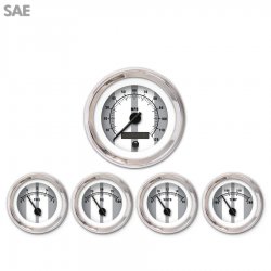 5 Gauge Set - SAE Cobra Gry, Black Modern Needles, Chrome Trim Rings - Part Number: GAR1124ZEXQABCC