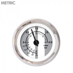 Turbo Gauge - Metric Cobra Gry, Black Modern Needles, Chrome Trim Rings - Part Number: GAR1124ZMXMABCC